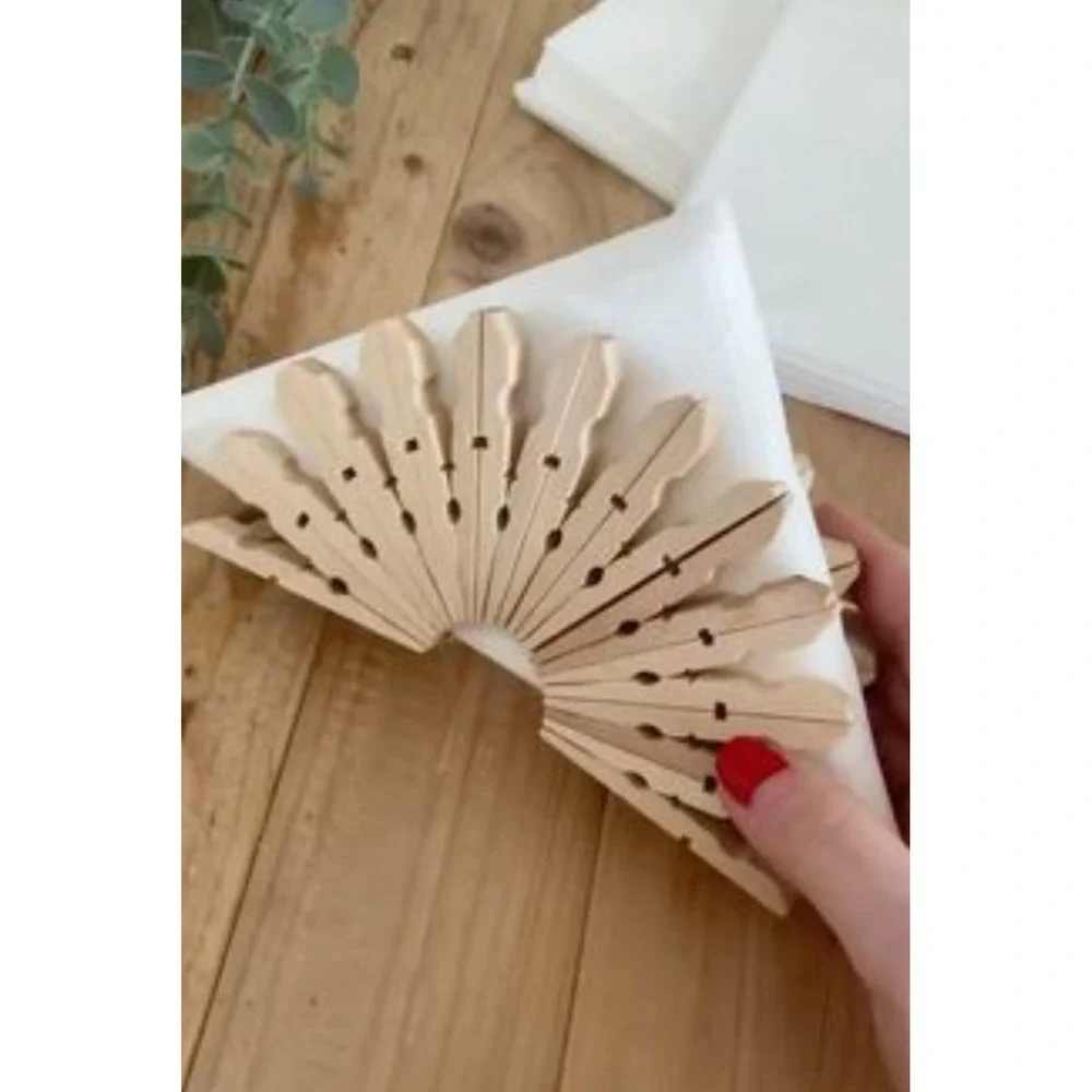 Handmade Wooden Napkin Holder Made With Wood Clothes Pins Natural Color Geometri